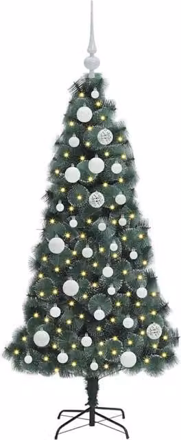 Berkfield Home Elegant Pre-lit Artificial Christmas Tree with Ball Set, Green, Height: 120 cm