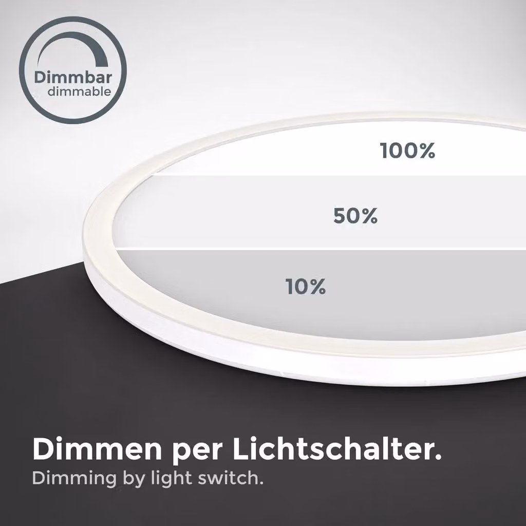 B.K.Licht Modern Round LED Ceiling Light, 22W, 3000Lm, 4000K Neutral White, Dimmable, White – 3