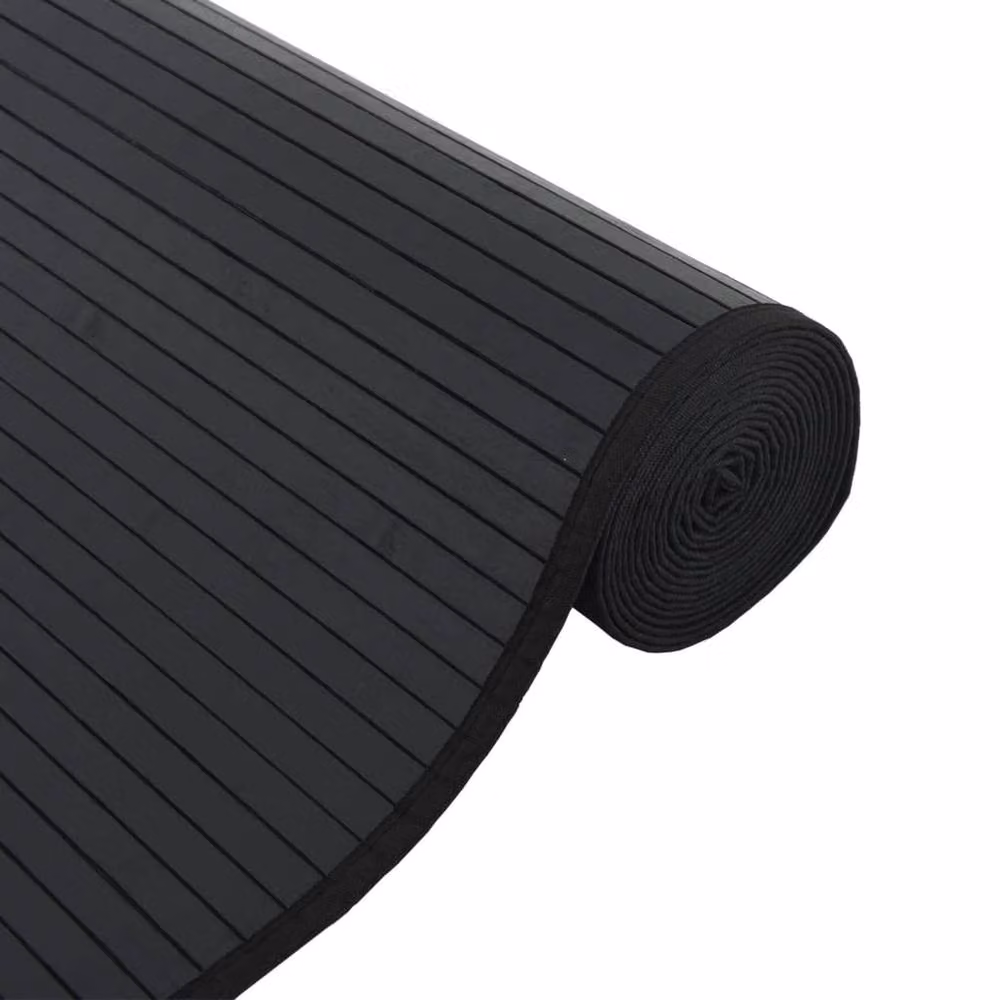 Berkfield Home Rectangular Bamboo Rug in Black, W: 100 cm, L: 300 cm – 3