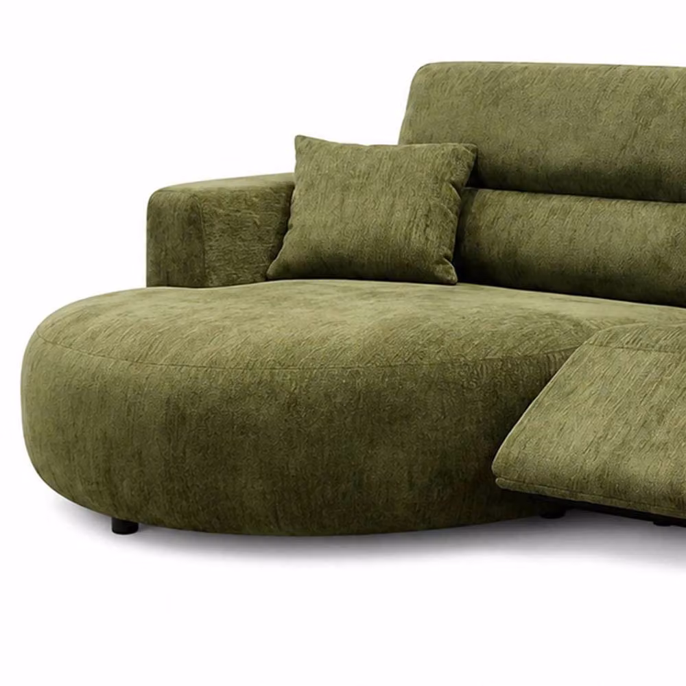 Furnishings For Less UK Denton Green Left Hand Electric Recliner Chaise Sofa in Green Chenille Fabric – 3