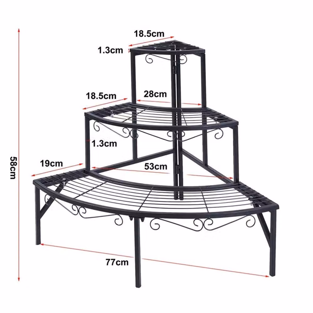 Nordara Multi-Tier Metal Corner Plant Stand in Black – 2
