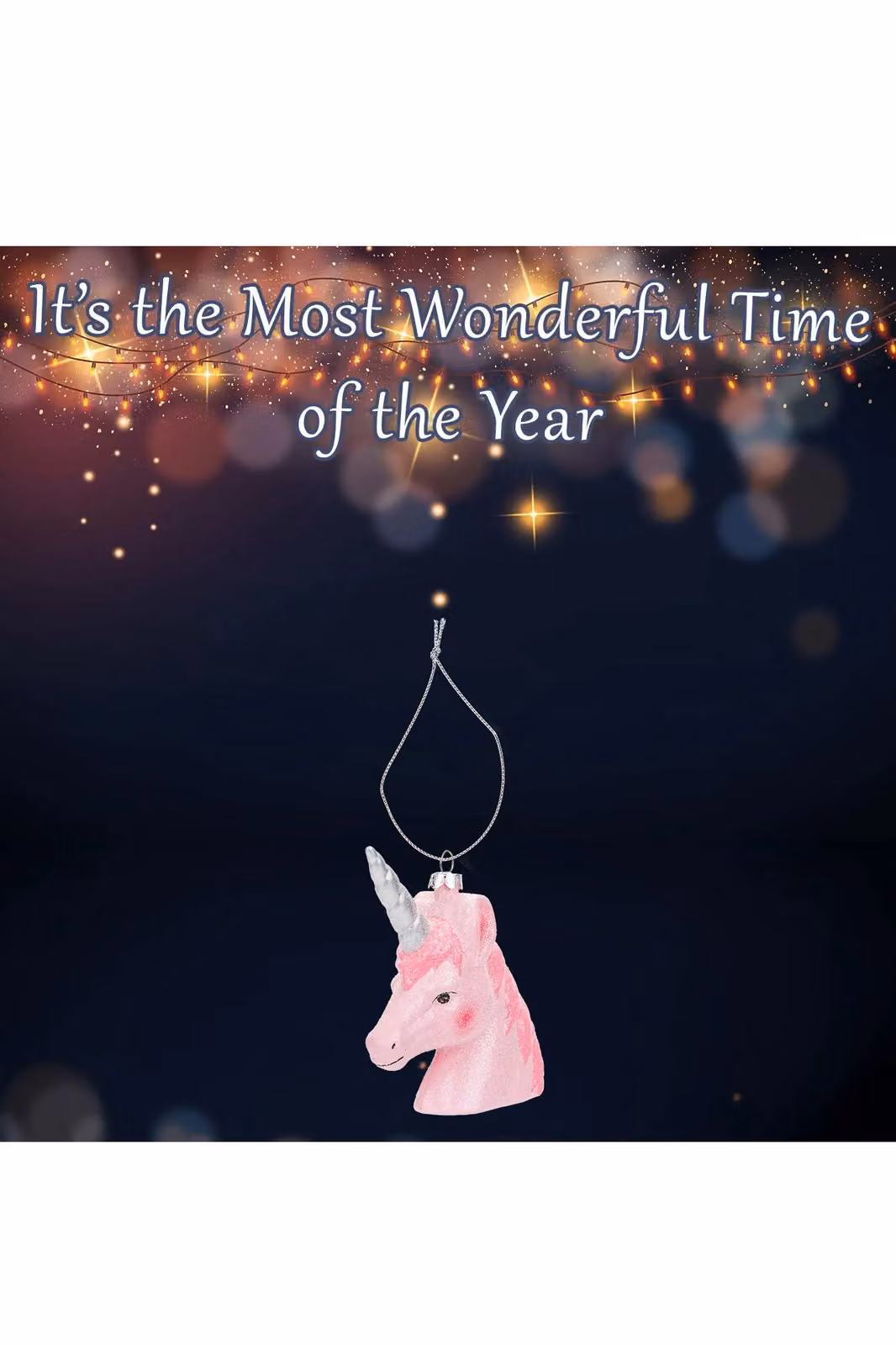 VFM e-Store Pink Glitter Unicorn Christmas Tree Ornament, H 13 cm x W 9 cm x D 4 cm – 2