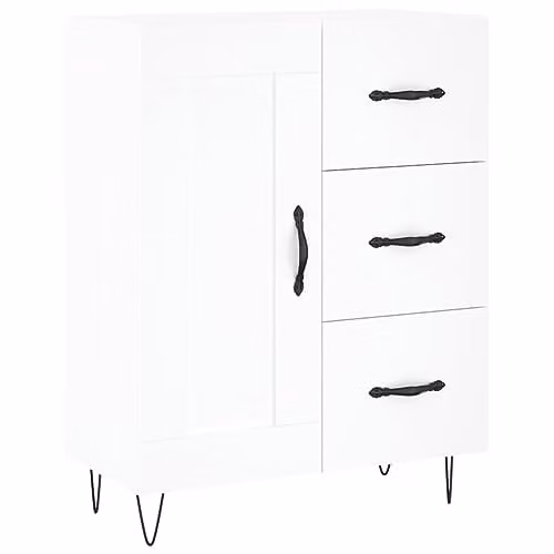 vidaXL White Classic Sideboard in MDF and Metal, W/D/H: 69.5 x 34.0 x 90.0 cm – 1