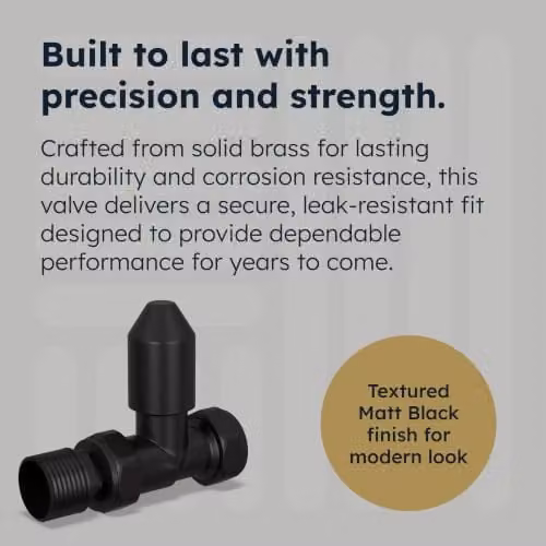 UK Radiators Derry Bold Thermostatic Radiator Valve and Lockshield Set in Matt Black – 4