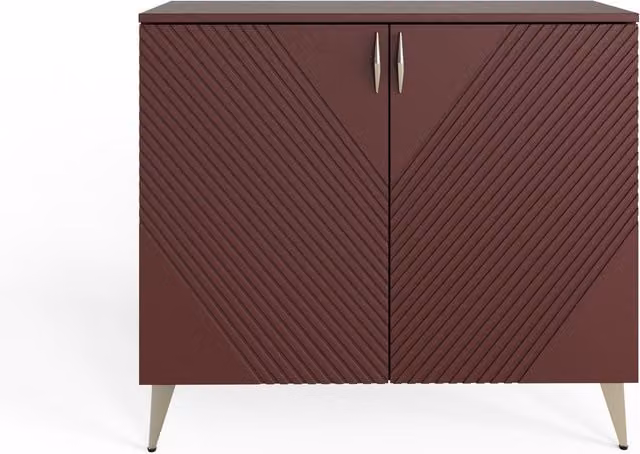 Frank Olsen Furniture Ava Tall Sideboard in Mulberry Lacquered Wood with Integrated Lighting