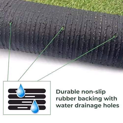WALPLUS Artificial Grass Roll, Green, 15mm Pile, UV Resistant and Self Draining Pet Friendly Turf Mat – 2