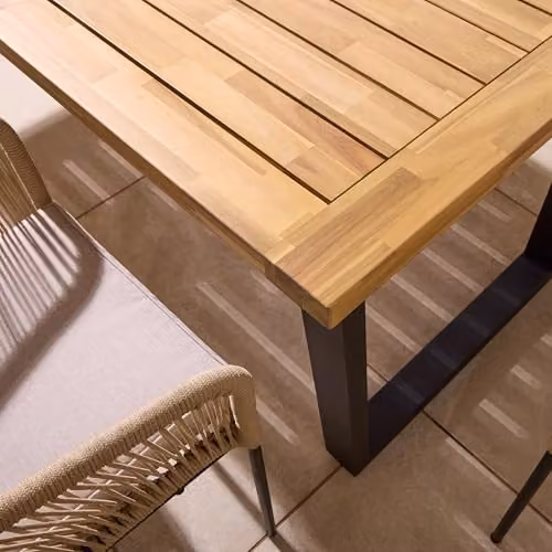 Rowlinson Oslo 4 Seat Acacia Wood and Powder Coated Steel Dining Set in Brown and Grey – 6
