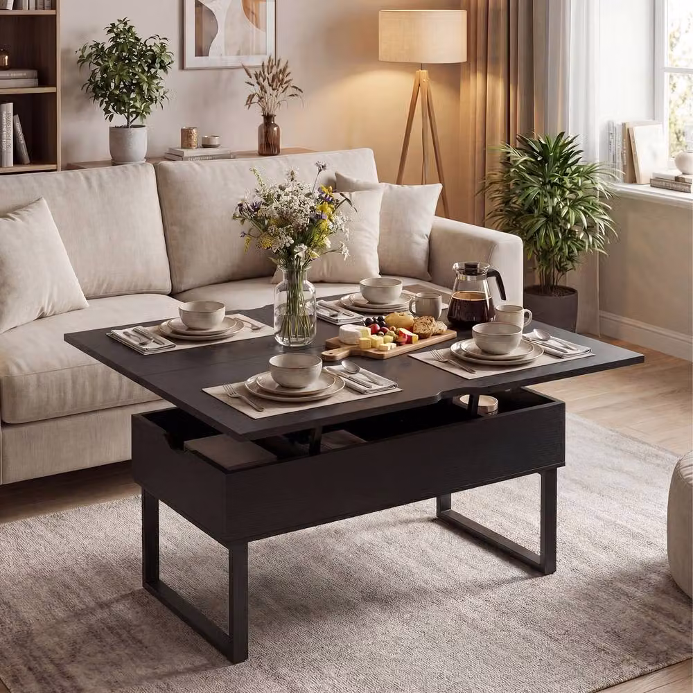 Costway 3-in-1 Convertible Lift Top Coffee Table in Black – 3