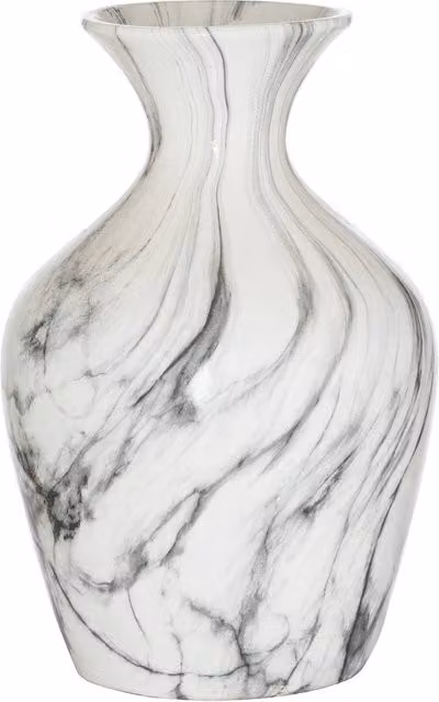 Love Lace White Ceramic Marble Ellipse Large Tabletop Vase