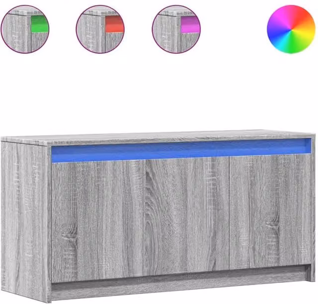 Berkfield Home Modern TV Cabinet with LED in Grey Sonoma, W/D/H: 100 x 34 x 50 cm – 1