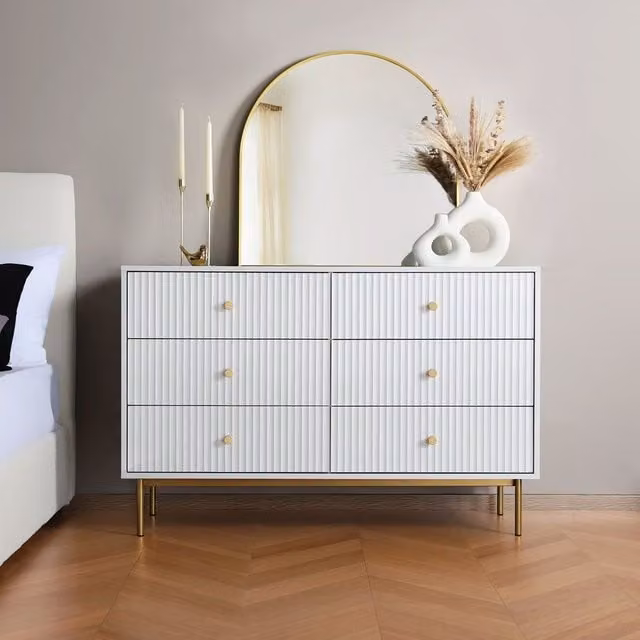 Home Garden Direct Wide Chest of Drawers in White