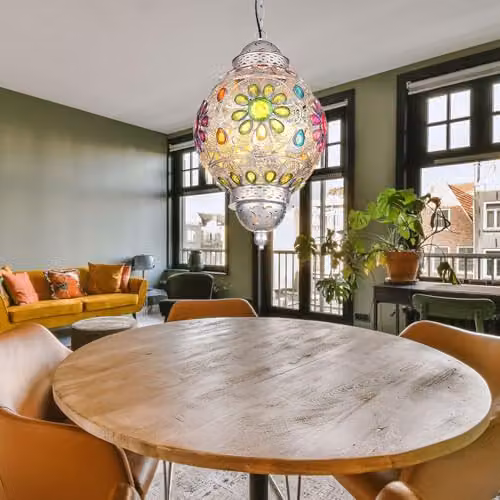 Globo Lighting Netlighting Gelasius Pendant Ceiling Light in Silver with Multicolour Crystals, Diameter: 27 cm, Height: 120 cm – 3