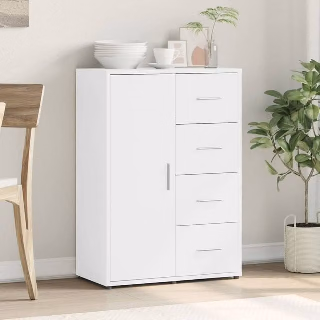 Berkfield Home White Modern Sideboard in Matt MDF, W/D/H: 60 x 31 x 84 cm – 1