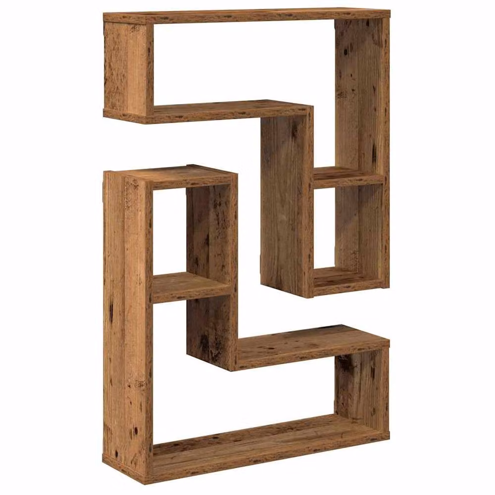 Berkfield Home Wall Mounted Cube Shelves, 2 Piece Set in Brown Old Wood, W/D/H: 50 x 15 x 50 cm – 2