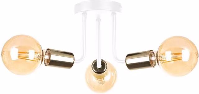 Netlighting Luna Multi Arm Semi Flush Ceiling Light in White and Gold, Diameter: 25 cm, 3x E27