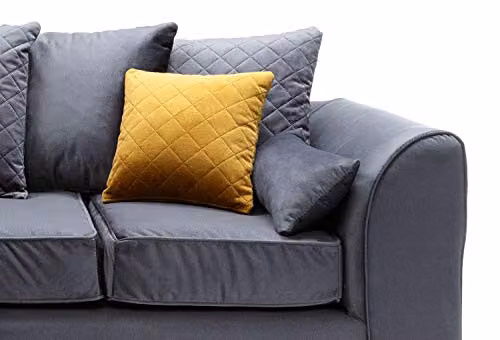 Abakus Direct Chicago L-Shaped Corner Sofa in Dark Grey Velvet Fabric, Left Hand Facing, W: 212 cm, D: 164 cm, H: 78 cm – 6