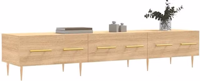 Berkfield Home TV Cabinet in Sonoma Oak and Beige, W: 150 cm, D: 36 cm, H: 30 cm