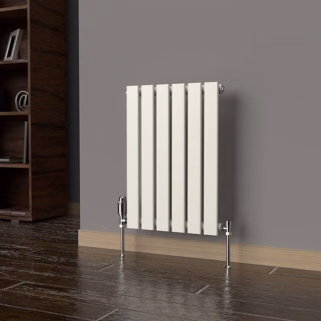 Lux Heat Flat Horizontal Single Coloured Radiator in Stone White, W: 60 cm, H: 42 cm