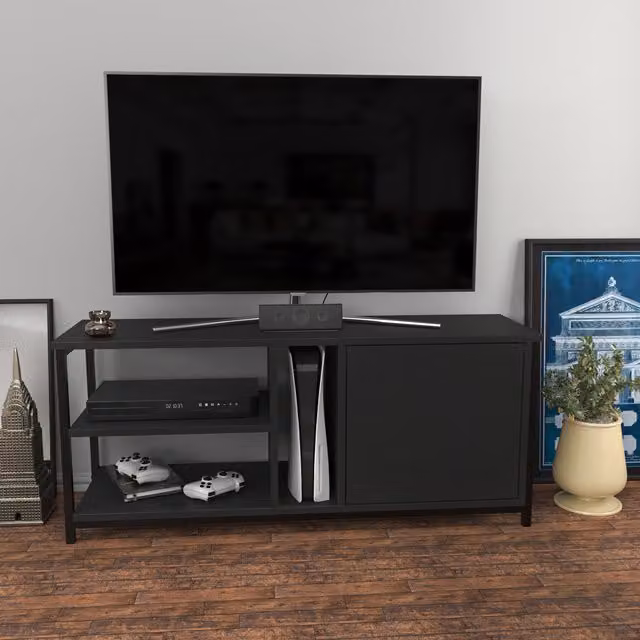 Neola TR Minimalist TV Unit in Anthracite and Black, W/D/H: 120 x 35 x 51 cm