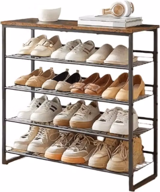 Modcraft 5-Tier Adjustable Shoe Rack with Back Panel, Brown