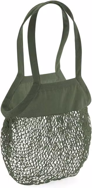 Westford Mill Cotton Mesh Grocery Bag in Green, W/D/H: 41.0 x 38.0 cm