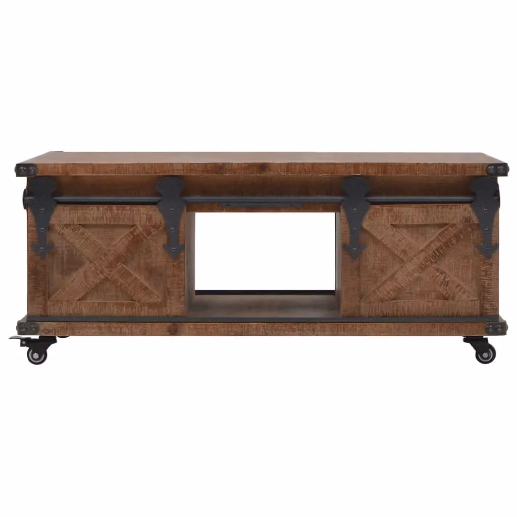 Berkfield Home Solid Fir Wood Coffee Table in Brown, W: 91 cm, D: 51 cm, H: 38 cm – 2