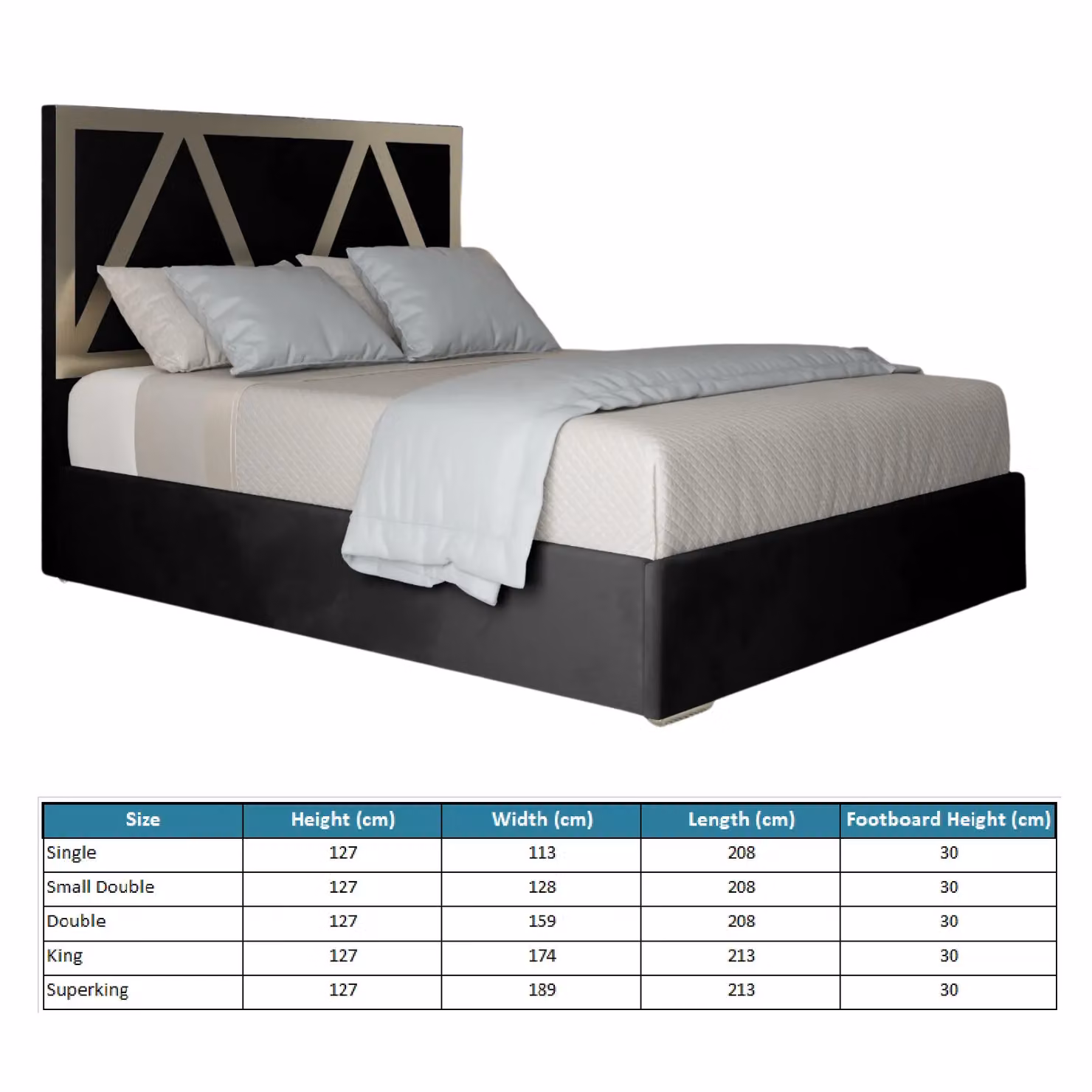 Casani Alison Upholstered Soft Velvet Metal Bed Frame in Black, W/D/H: 180 x 200 x 127 cm – 4