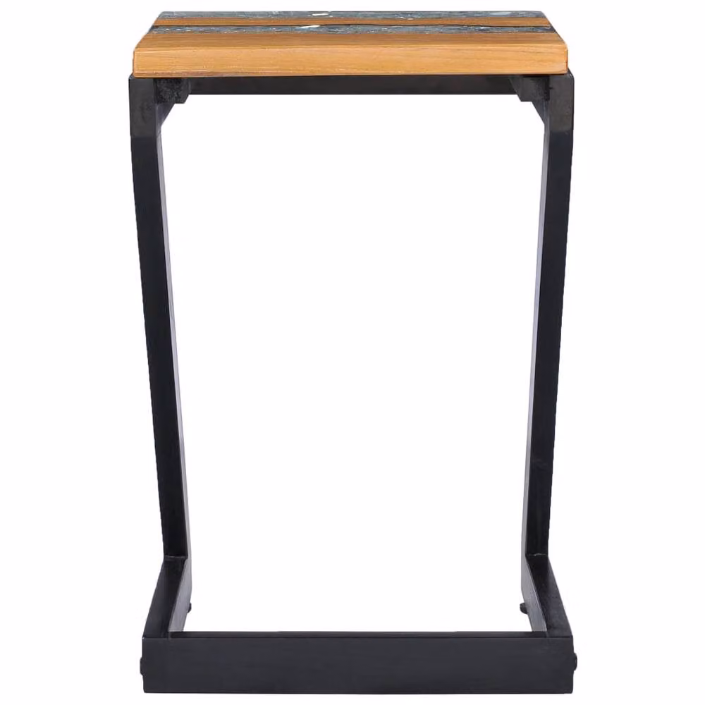 Berkfield Home Square Coffee Table in Solid Teak and Mango Wood with Polyresin, W/D/H: 30 x 30 x 50 cm – 3