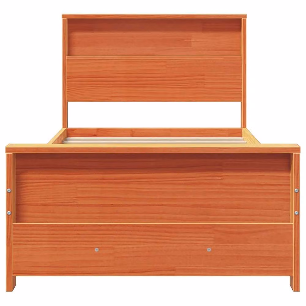 Berkfield Home Modern Pine Bed Frame with Headboard in Wax Brown, W/D/H: 90 x 190 x 82 cm – 3