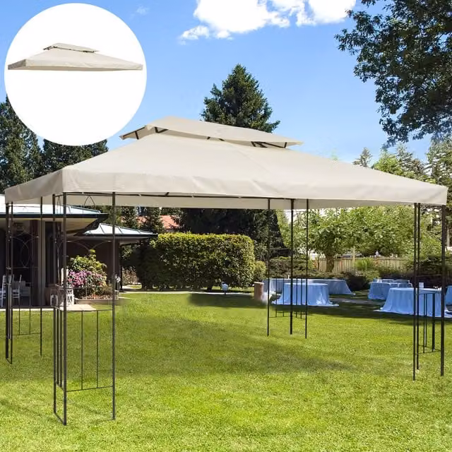 Outsunny Replacement Patio Gazebo Tent Cover in Cream White Polyester