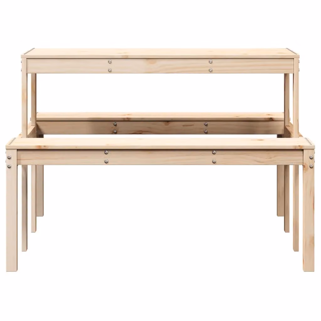 Berkfield Home Rustic Solid Pine Picnic Table in Brown, W/D/H: 110 x 134 x 75 cm – 2