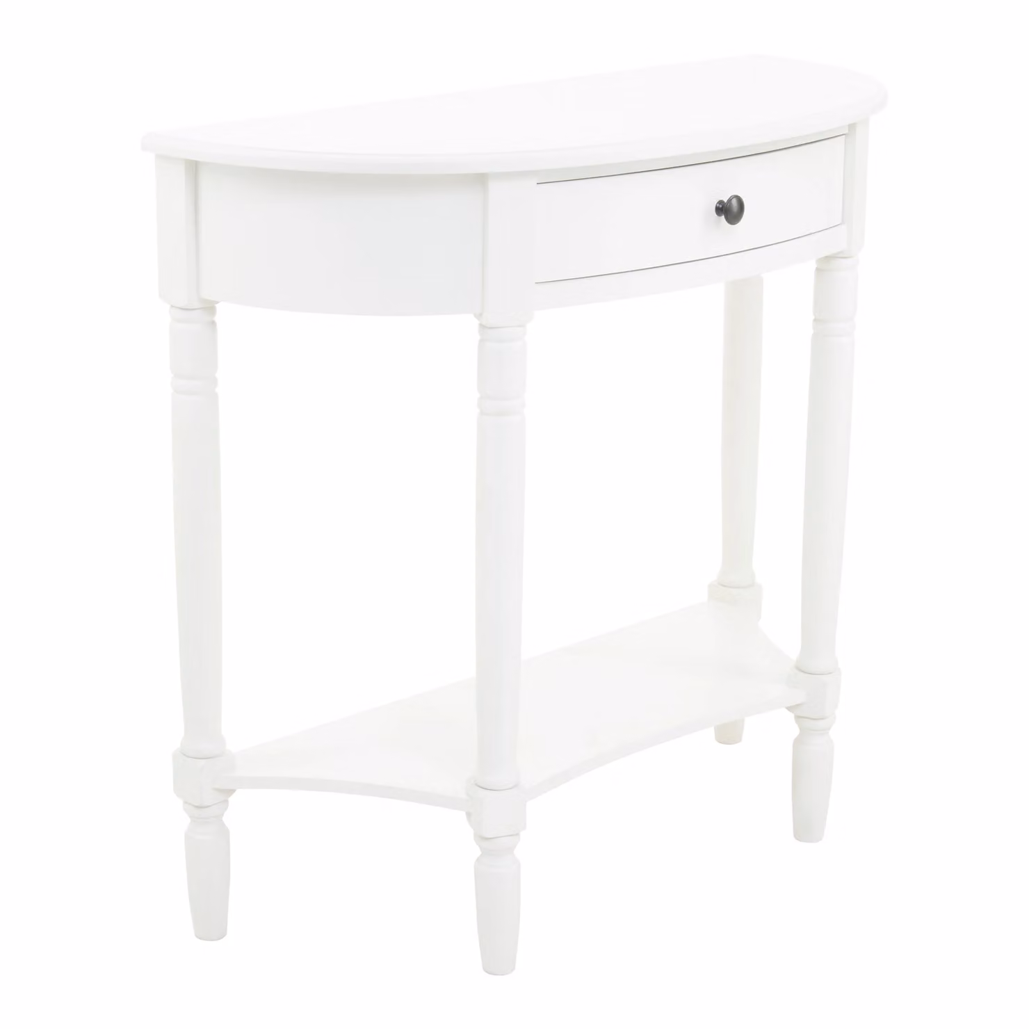 Orsina Rounded Pine Wood Console Table with One Rectangular Drawer, White, W/D/H: 81 x 33 x 78 cm – 2
