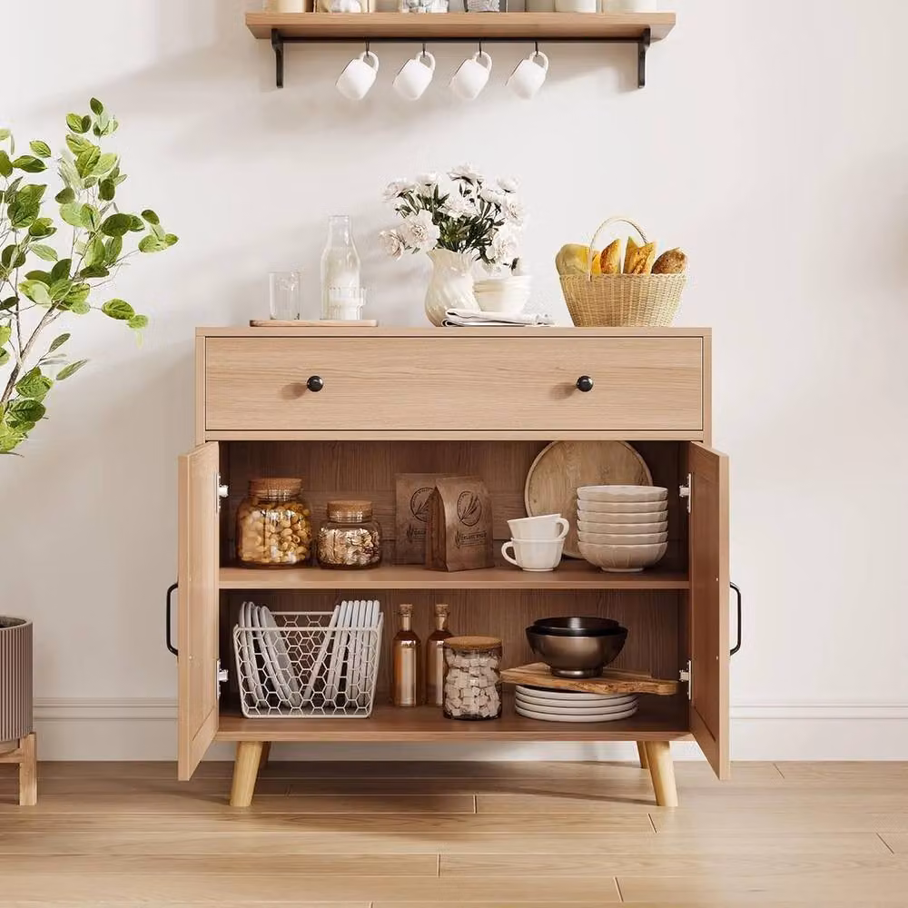 Havendro Modern Brown Wood Cabinet Sideboard with Drawer Storage for Living Room or Kitchen – 3