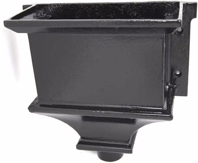 Hargreaves Premier Cast Iron Round Downpipe Hopper Head with Traditional Flanged Outlet, 75mm, Black