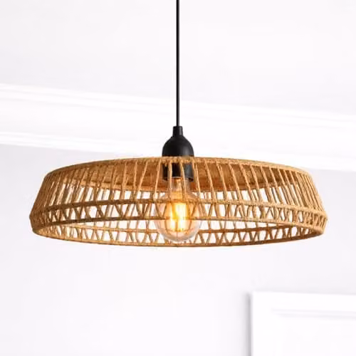 CGC Lighting Natural String Round Woven Easy Fit Lampshade in Beige, Diameter: 50 cm – 1