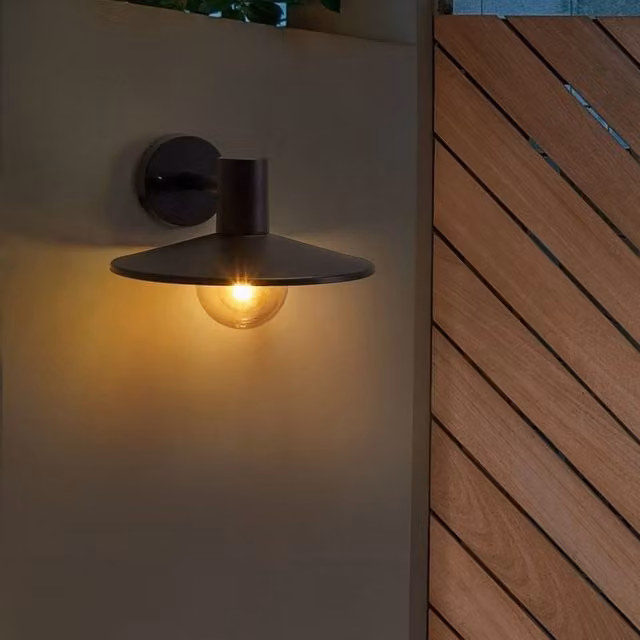 Wyld and Coco Modern Round Outdoor Wall Light in Matte Black Aluminium and Glass for Garden and Terrace, W/D/H: 20 x 20 x 30 cm – 1