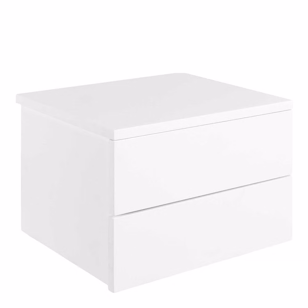 Wyld Haus Rome Matt White Wall Mounted Bedside Table with 2 Drawers – 2