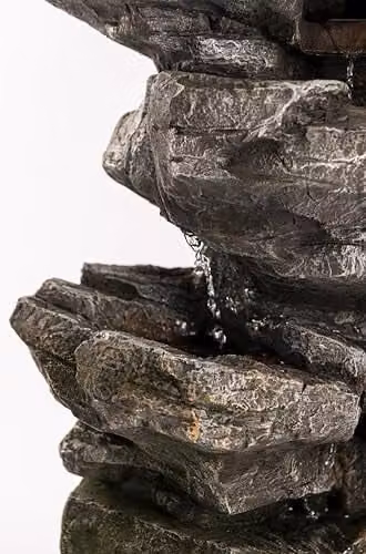 Garden Gear Serenity Cascading Rock Waterfall Water Feature with LED Lights, Grey Polyresin Natural Stone Look, Height: 82 cm – 3