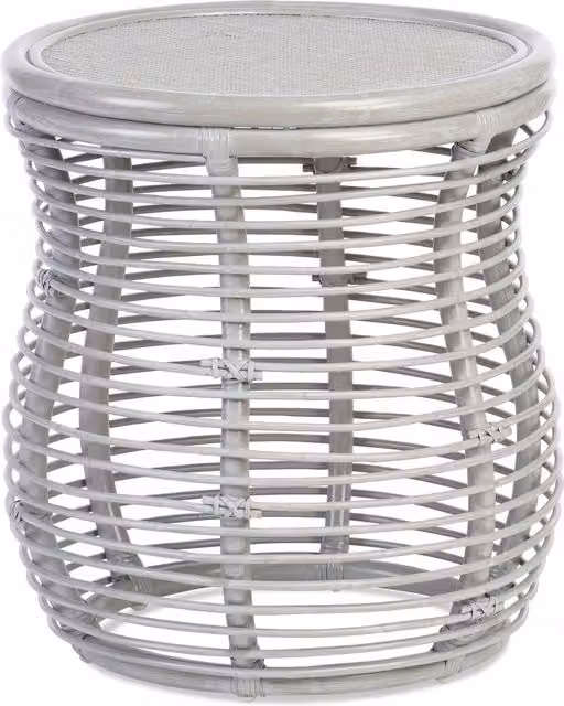 Desser Round Boho Rattan Side Table in Grey