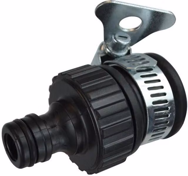 Faithfull Tap Connector in Grey and Black Stainless Steel and Rubber