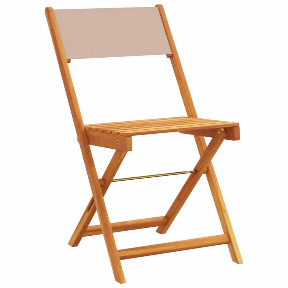 Berkfield Home Beautiful 3 Piece Taupe Bistro Set with Acacia Wood and Polyester Fabric – 2