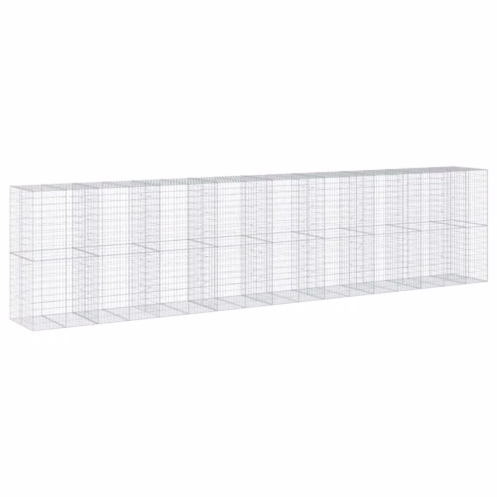 Berkfield Home Silver Galvanised Steel Gabion Basket Planter with Cover, W/D/H: 850 x 100 x 200 cm – 2
