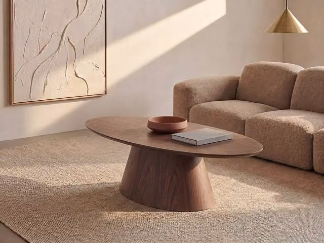 Vente-unique ANTELADA Walnut Veneer Coffee Table in Brown, W/D/H: 100 x 60 x 40 cm – 1