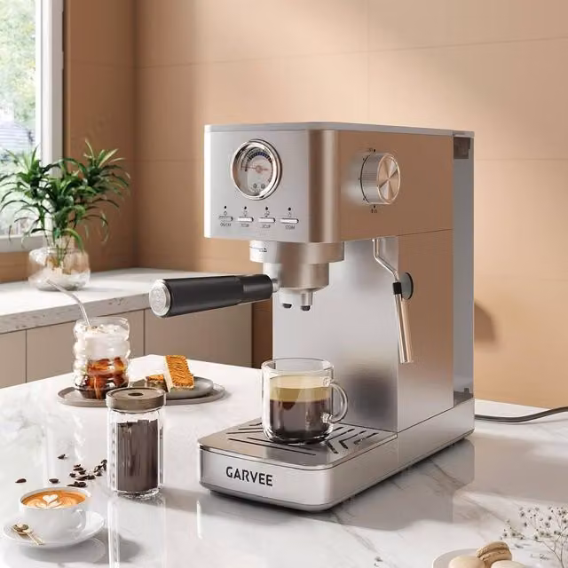 London Boutique Silver Bean to Cup Espresso Coffee Machine with 15-Bar Pressure and Steam Wand