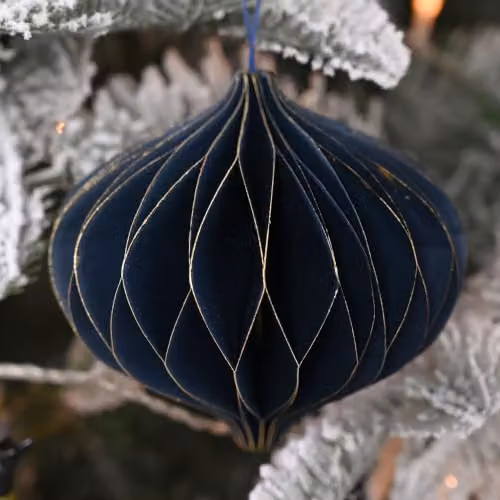 Widdop and Co Blue Abstract Geometric Paper Christmas Baubles Set of 3 – 2