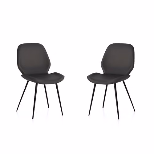 Julian Bowen Set of 2 Otto Upholstered Dining Chairs in Black and Grey, W: 46 cm, H: 62 cm – 3
