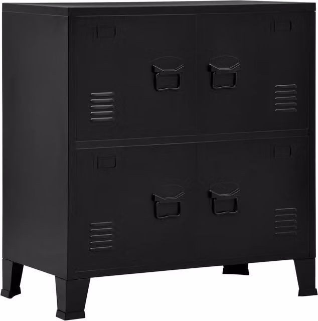 Berkfield Home Industrial Storage Chest in Matt Black Metal, W: 75 cm, D: 40 cm, H: 80 cm – 1