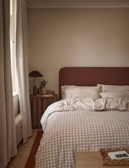 Piglet In Bed Pembroke Linen Rich Gingham Duvet Cover in Ivory Mix Checked Cotton and Linen Blend