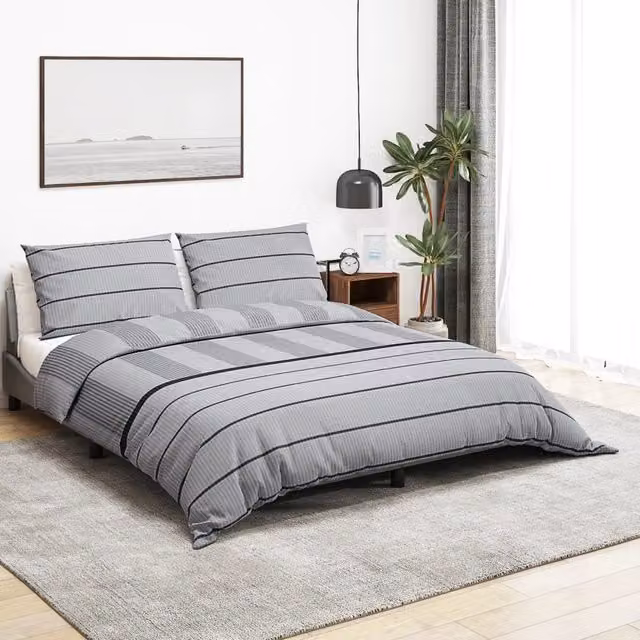 Berkfield Home Grey Cotton Duvet Cover and Pillowcase Set, 200 x 200 cm