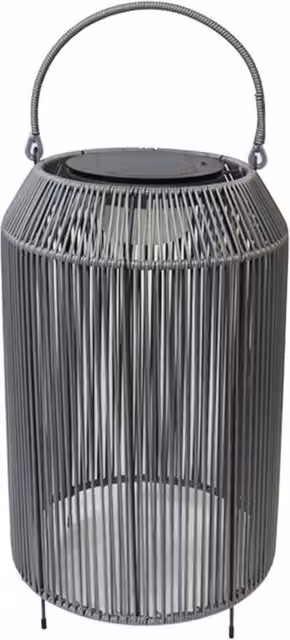K LIVING Aurora Grey Rattan Solar Rechargeable LED Lantern – 1